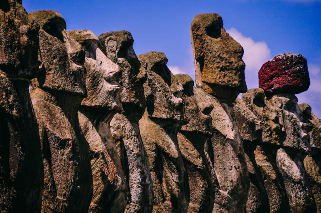 Easter Island row of Moai