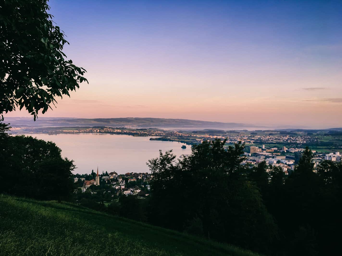 Running Zugerberg View of Lake Zug at sunrise