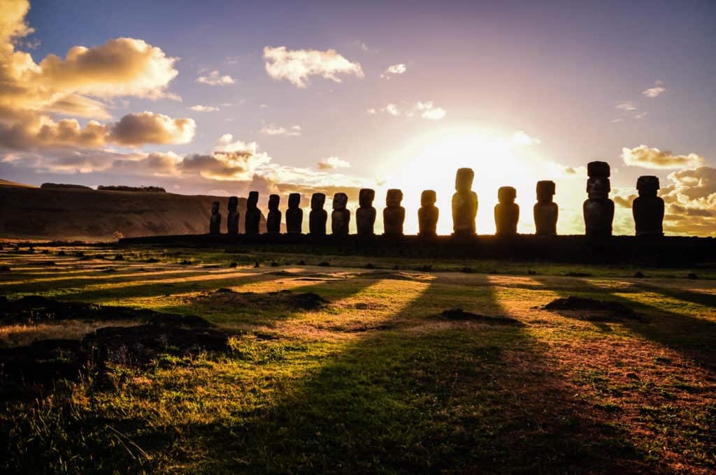 Easter Island row of Moai Ahu Tongariki