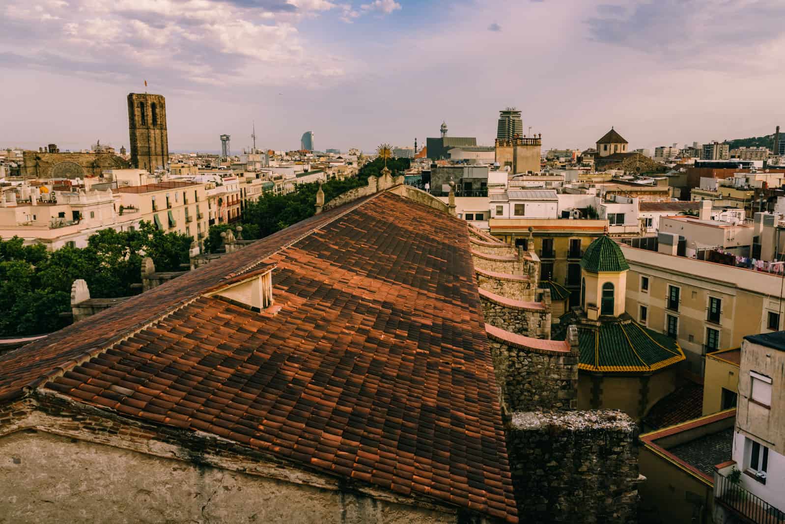 Barcelona roof top view las ramblas