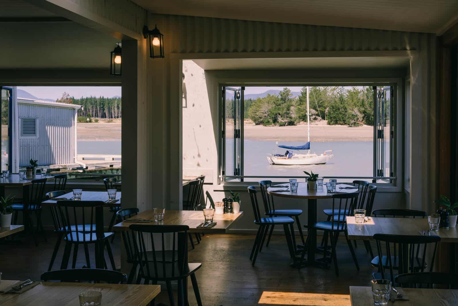Mapua wharf view out of restaurant window