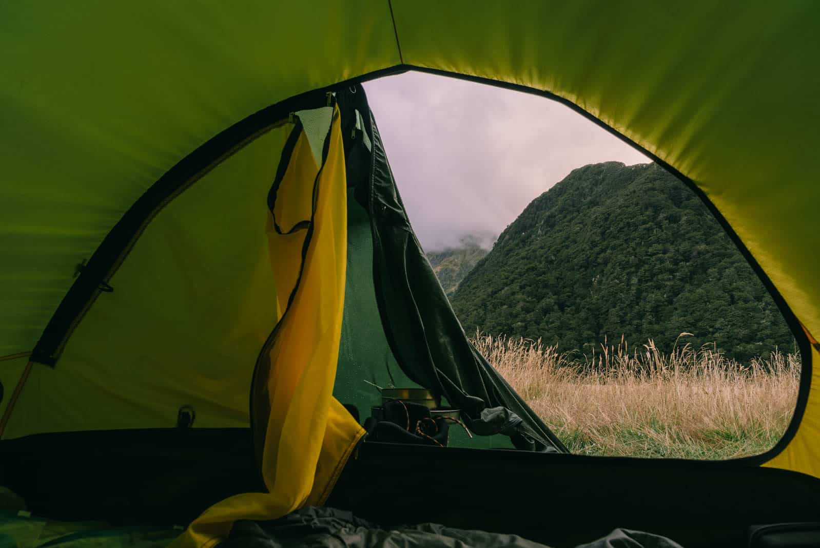 Routeburn track view out of tent