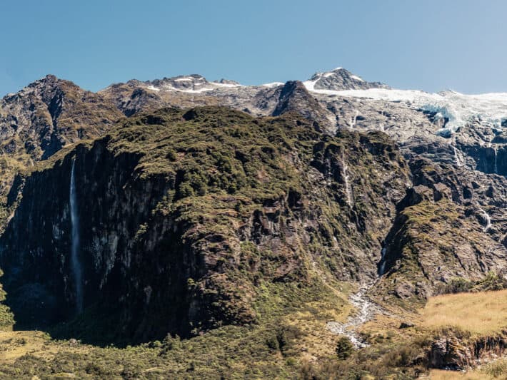 Panoramic view of Rob Roy Glacier and mountain range
