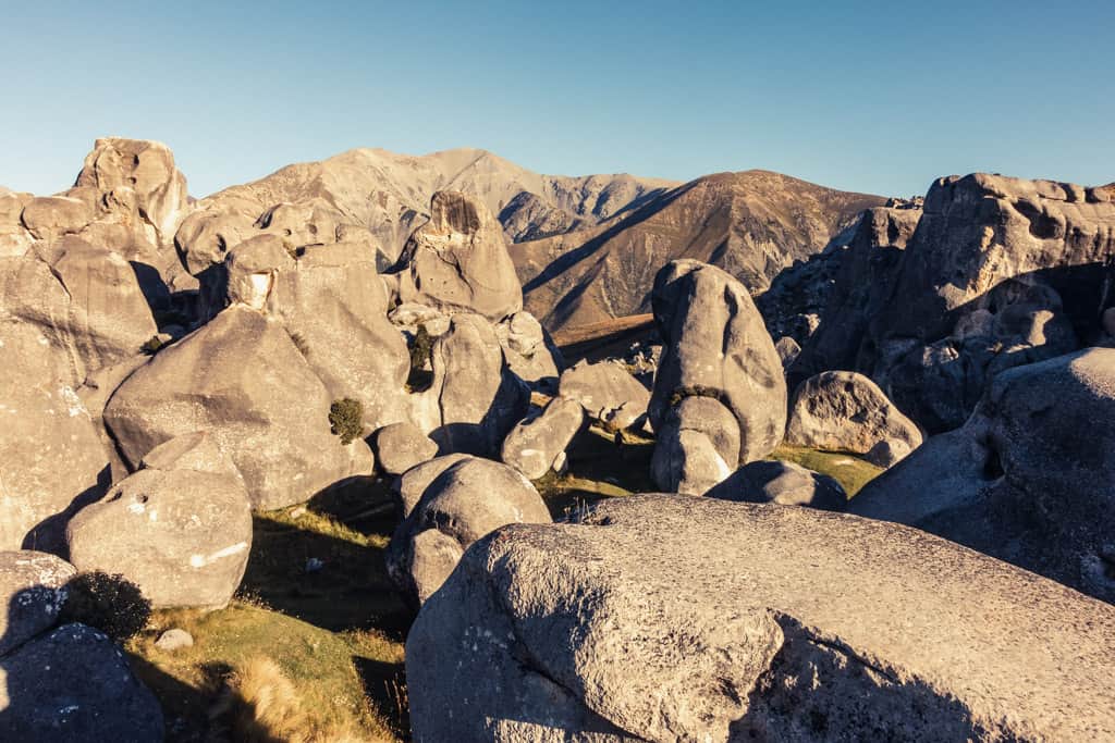 Castle Hill rock formation at sunset