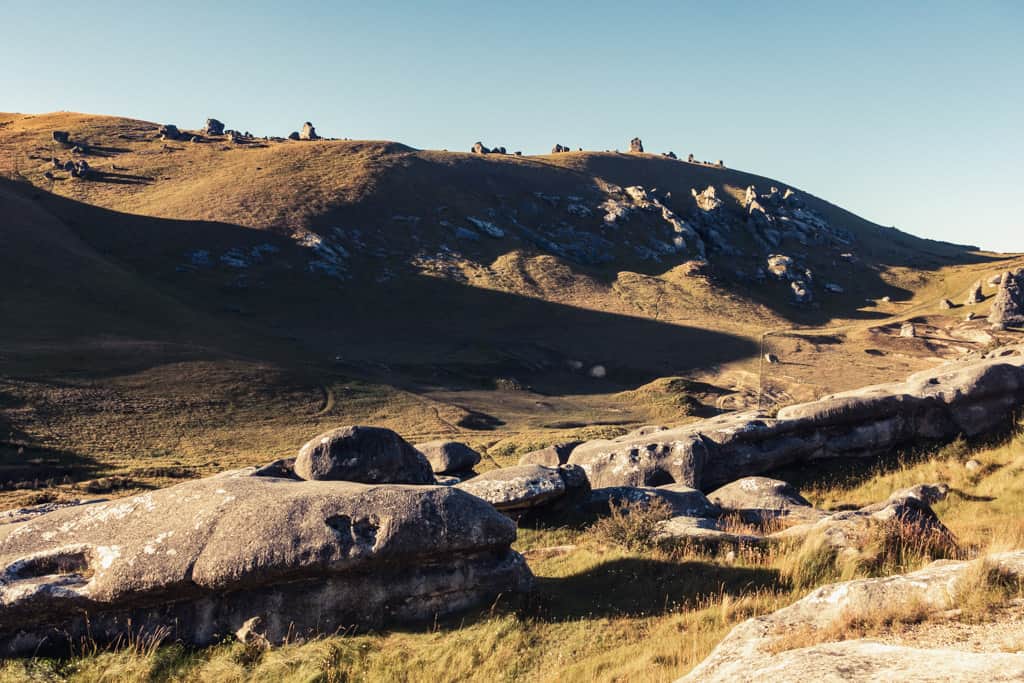 Castle Hill rock formation at sunset
