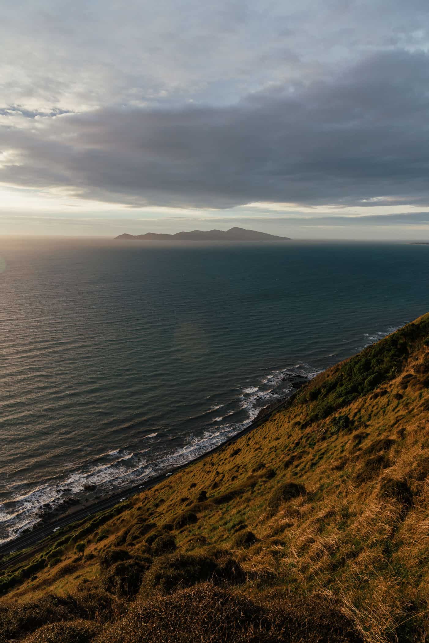 View from Escarpment Track Wellington at sunset