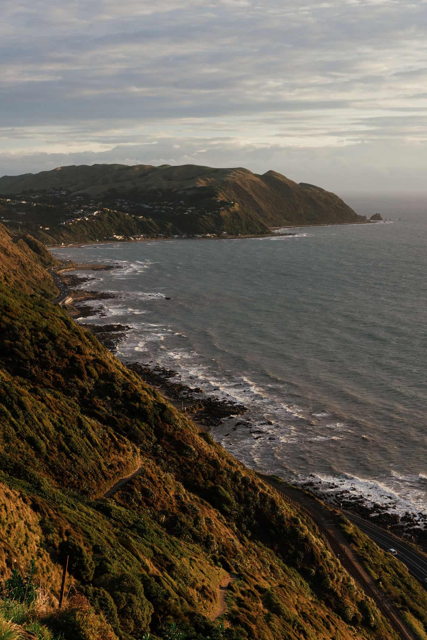 View from Escarpment Track Wellington at sunset