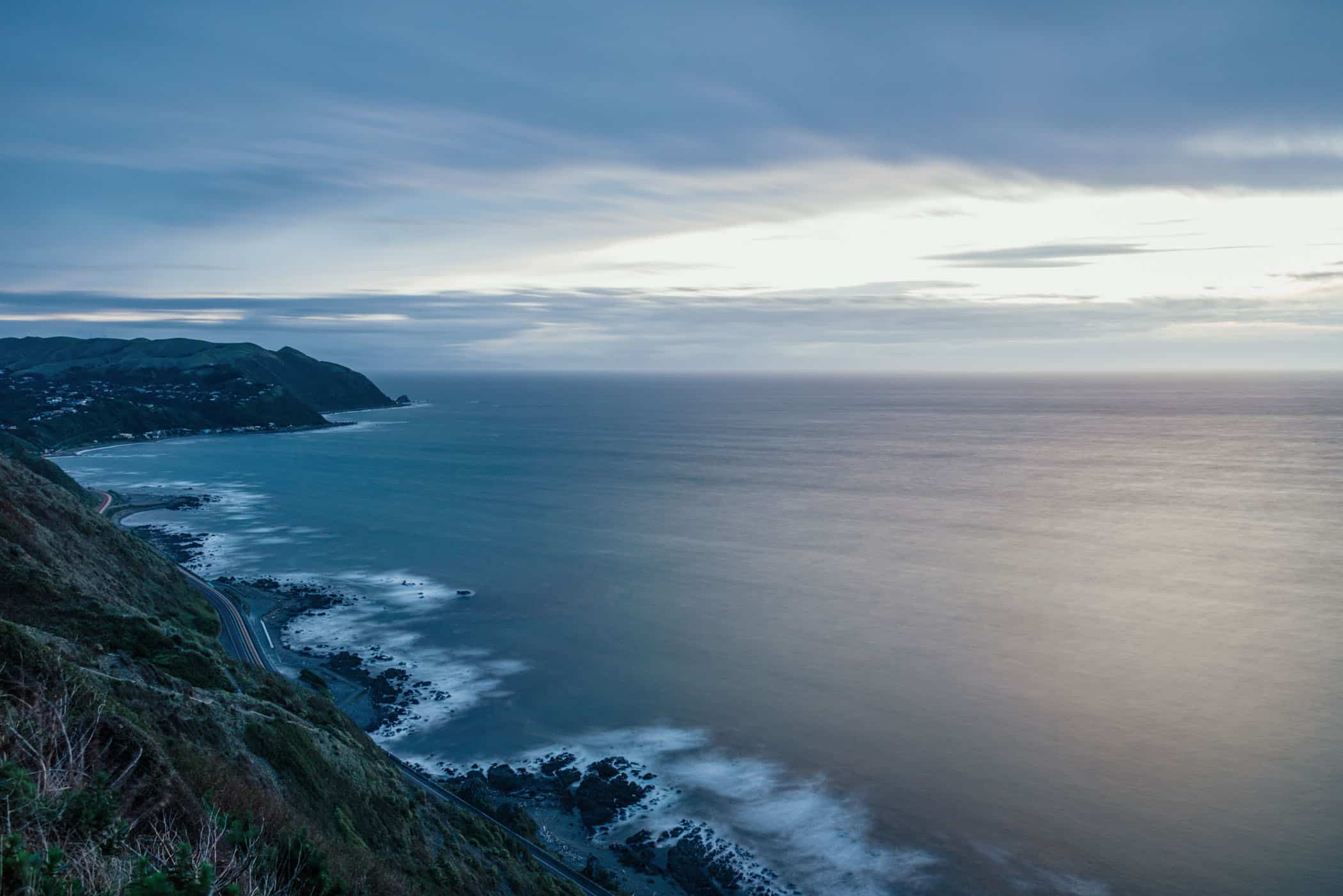 View from Escarpment Track Wellington at sunset