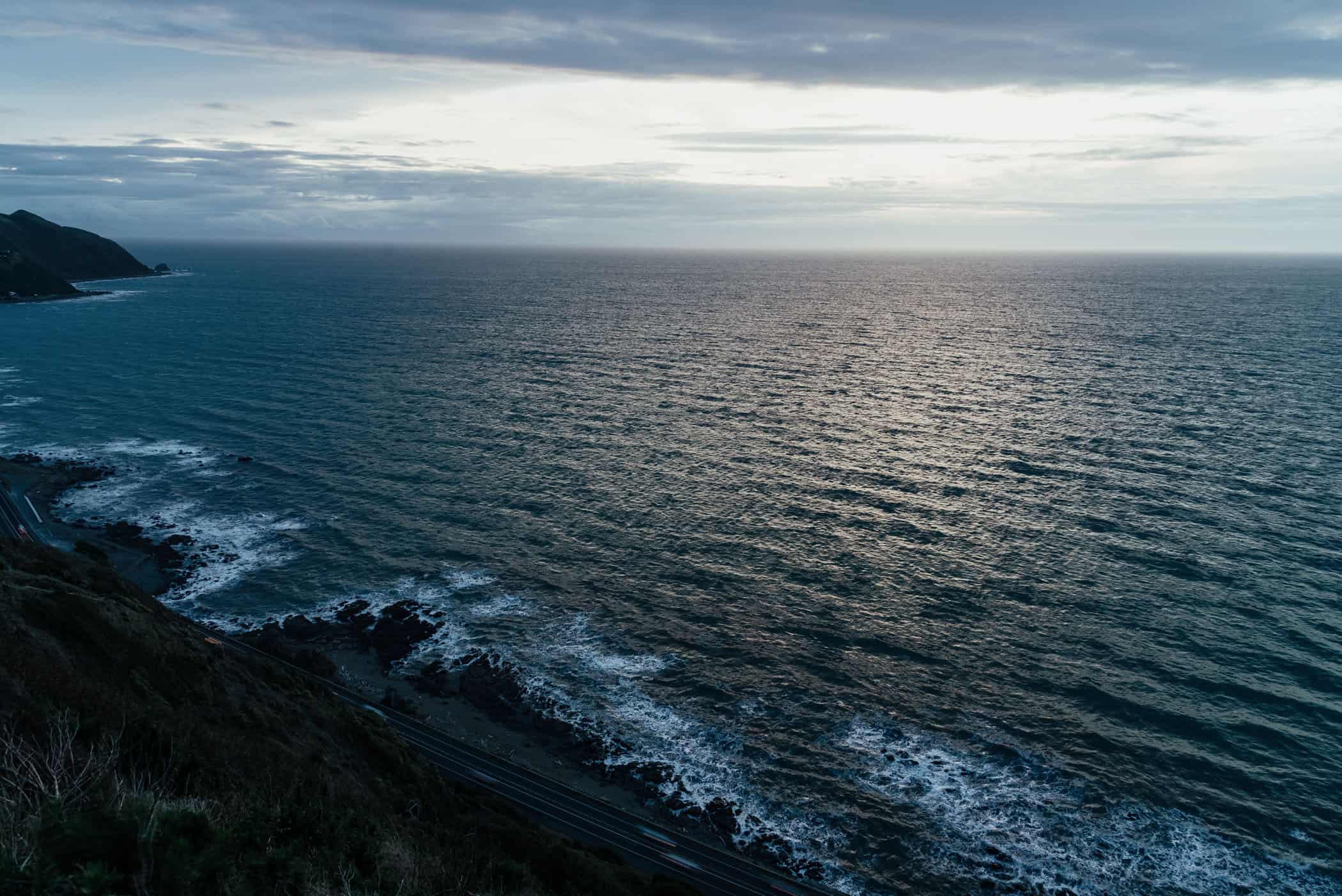 View from Escarpment Track Wellington at sunset