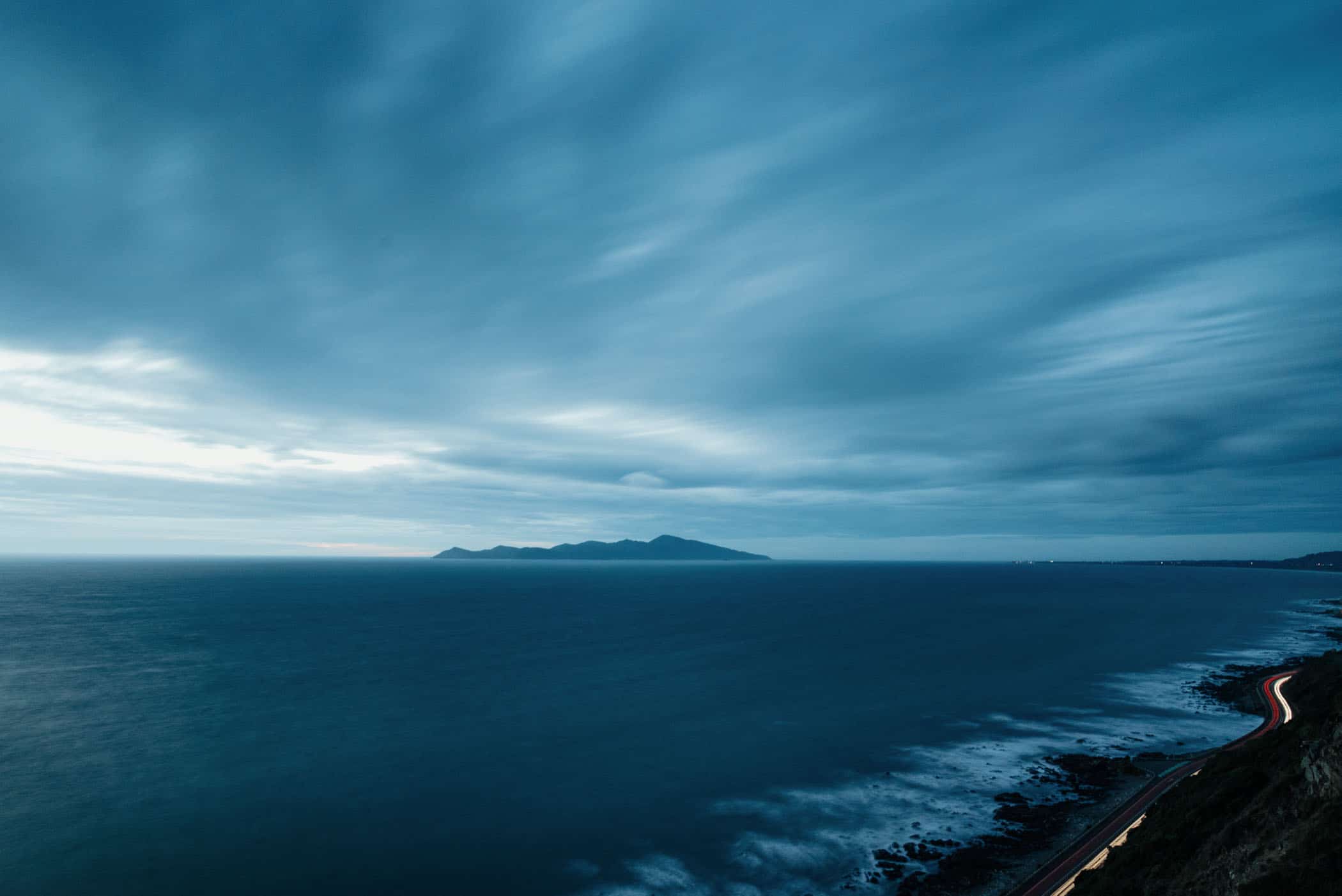 View from Escarpment Track Wellington at sunset