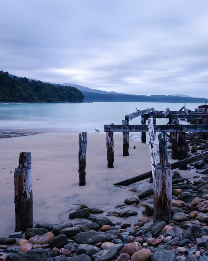 Remnants of historic jetty at Port Craig Humpridge Track