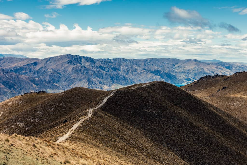 Looking down from Isthmus Peak summit on track