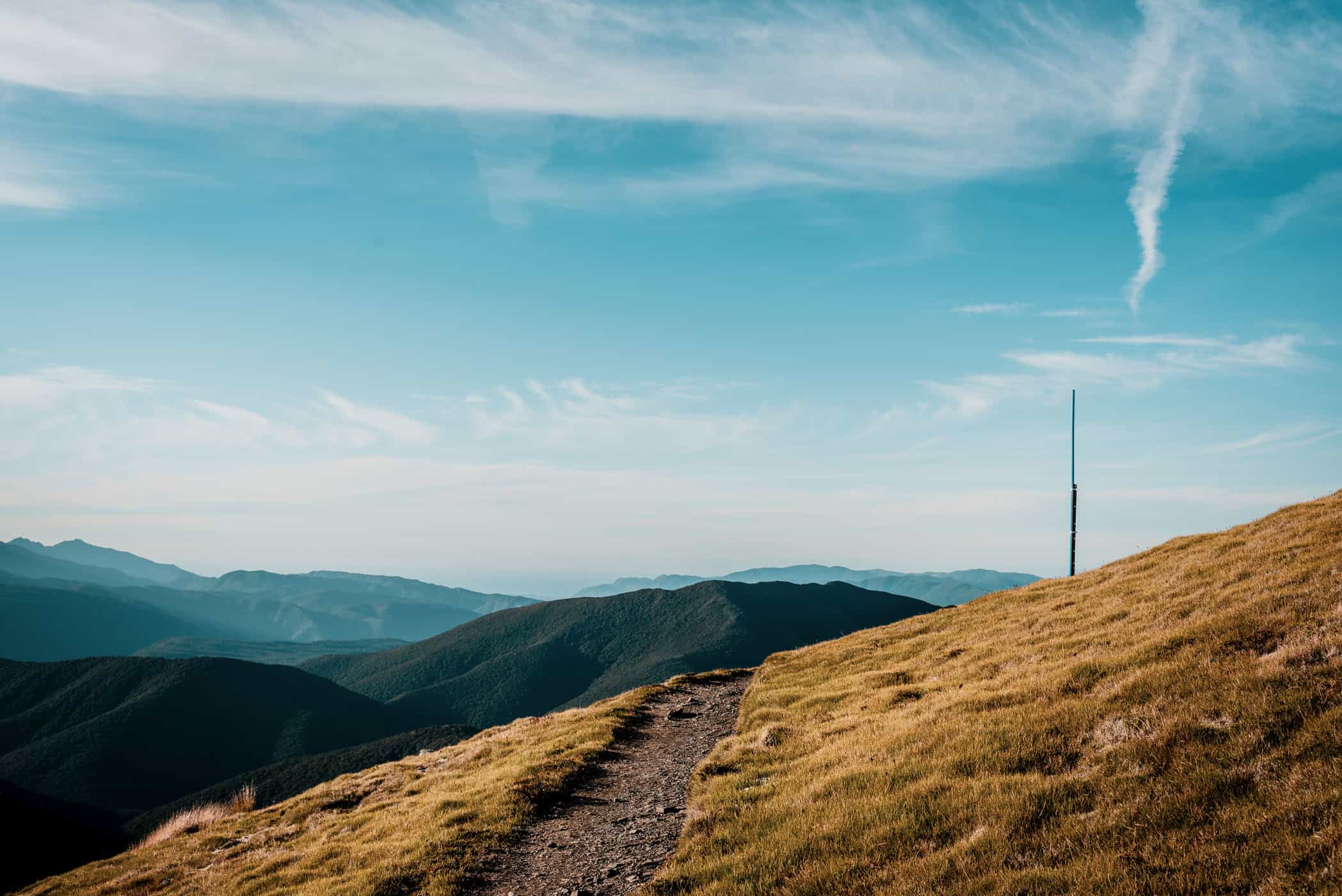 pole marker on Mount Arthur summit track