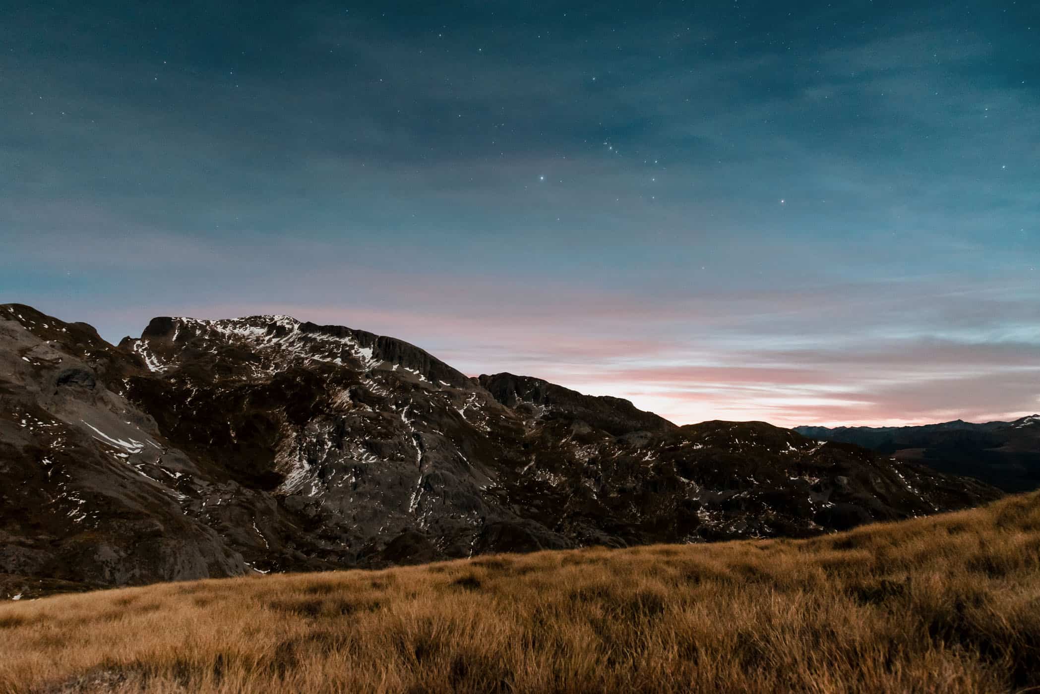 View of Mount Arthur at dusk