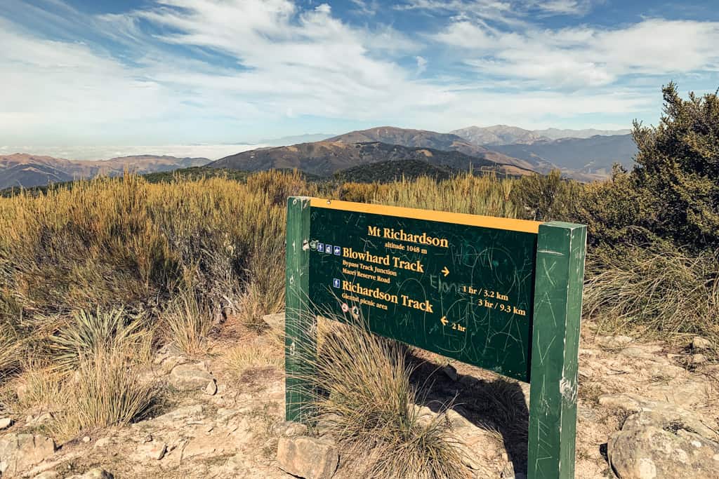 Sign at Mt Richardson summit