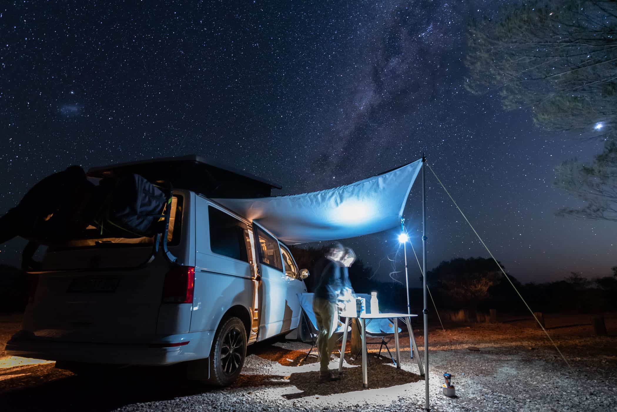 VW Transporter under the milky way
