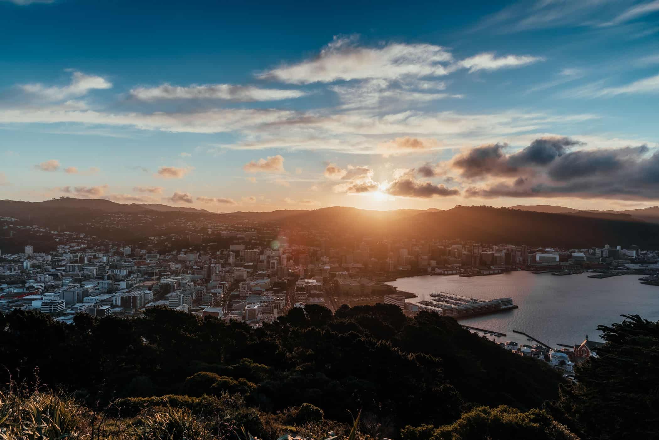 View of Wellington from Mount Victoria Lookout at sunset