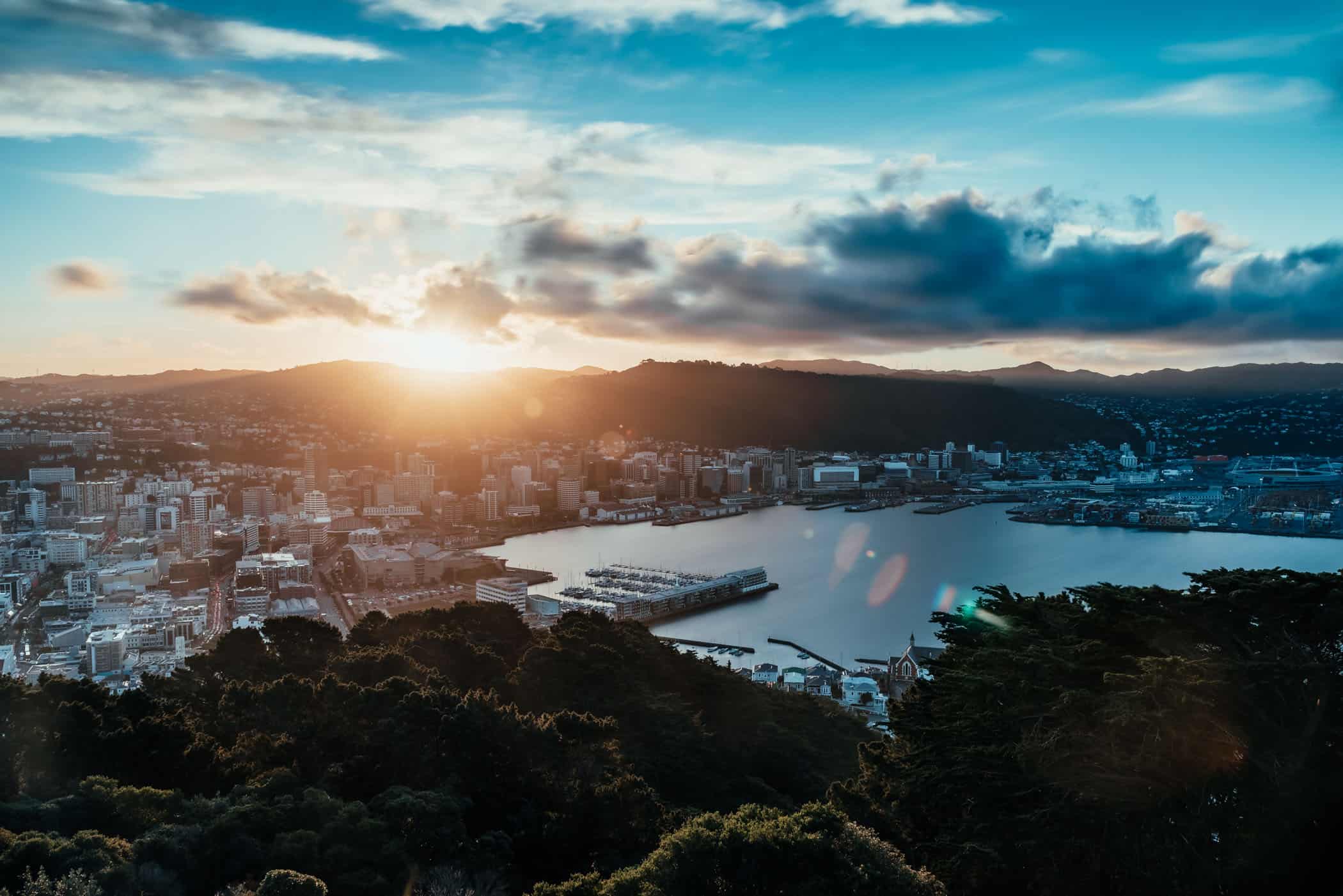 View of Wellington from Mount Victoria Lookout at sunset
