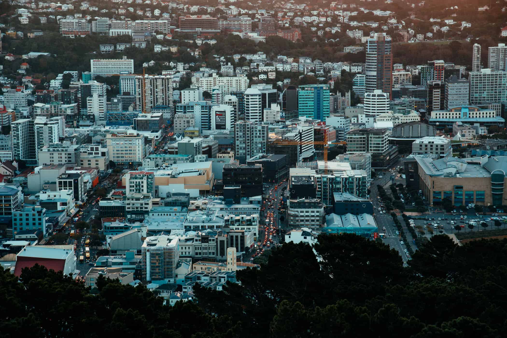 View of Wellington from Mount Victoria Lookout at sunset