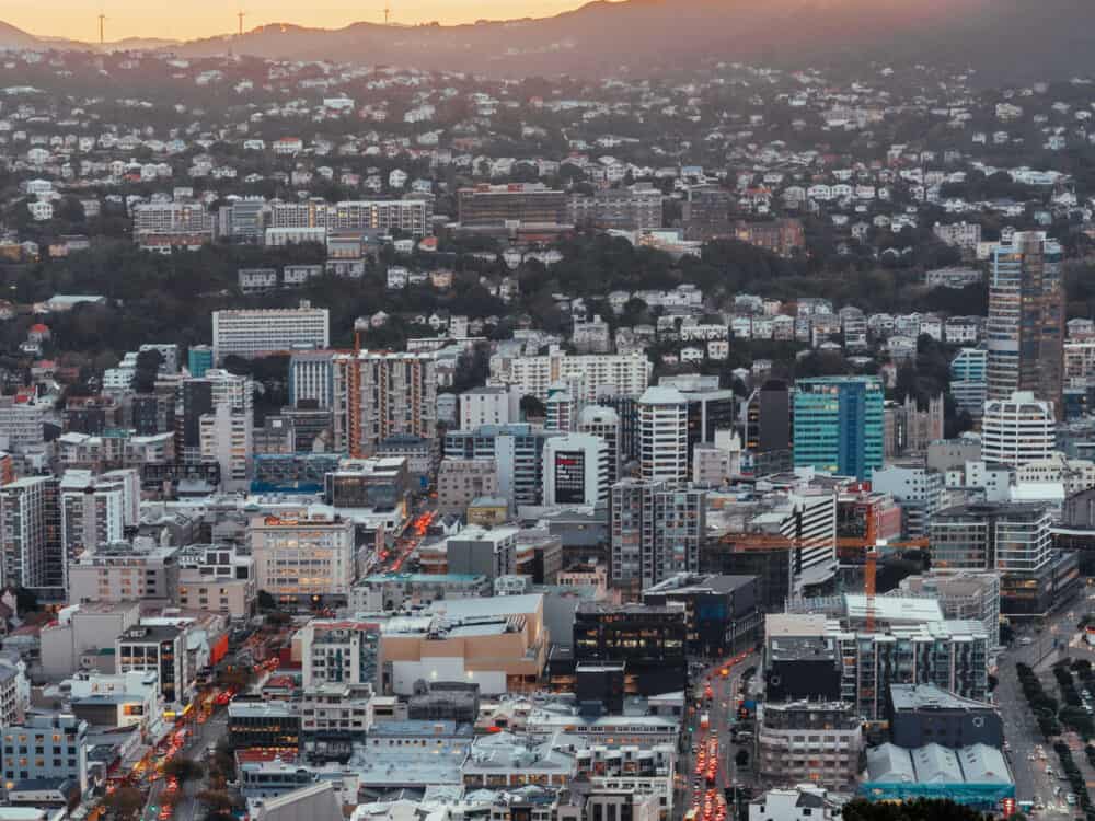 View of Wellington from Mount Victoria Lookout at sunset