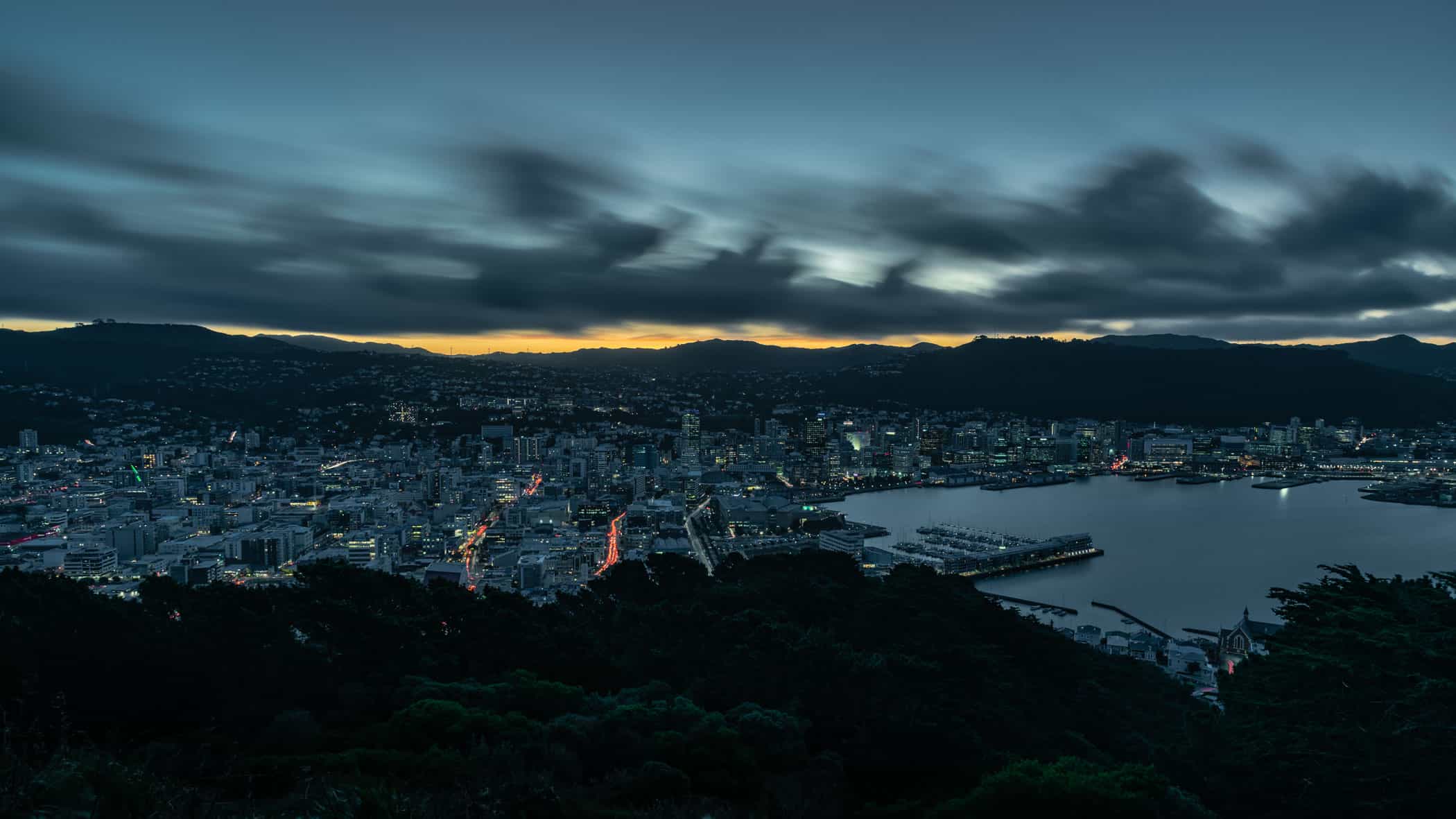 View of Wellington from Mount Victoria Lookout at sunset