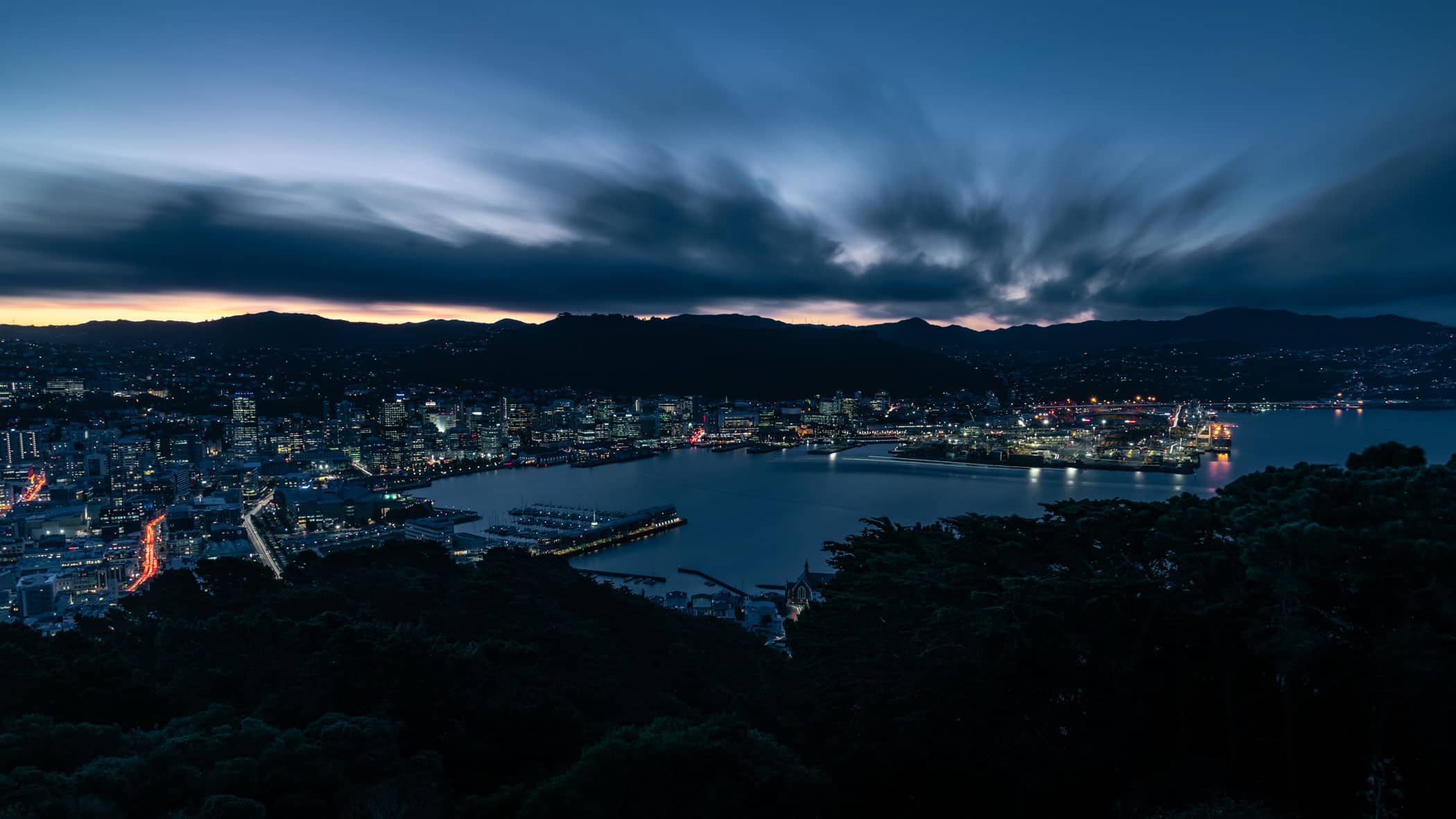 View of Wellington from Mount Victoria Lookout at sunset