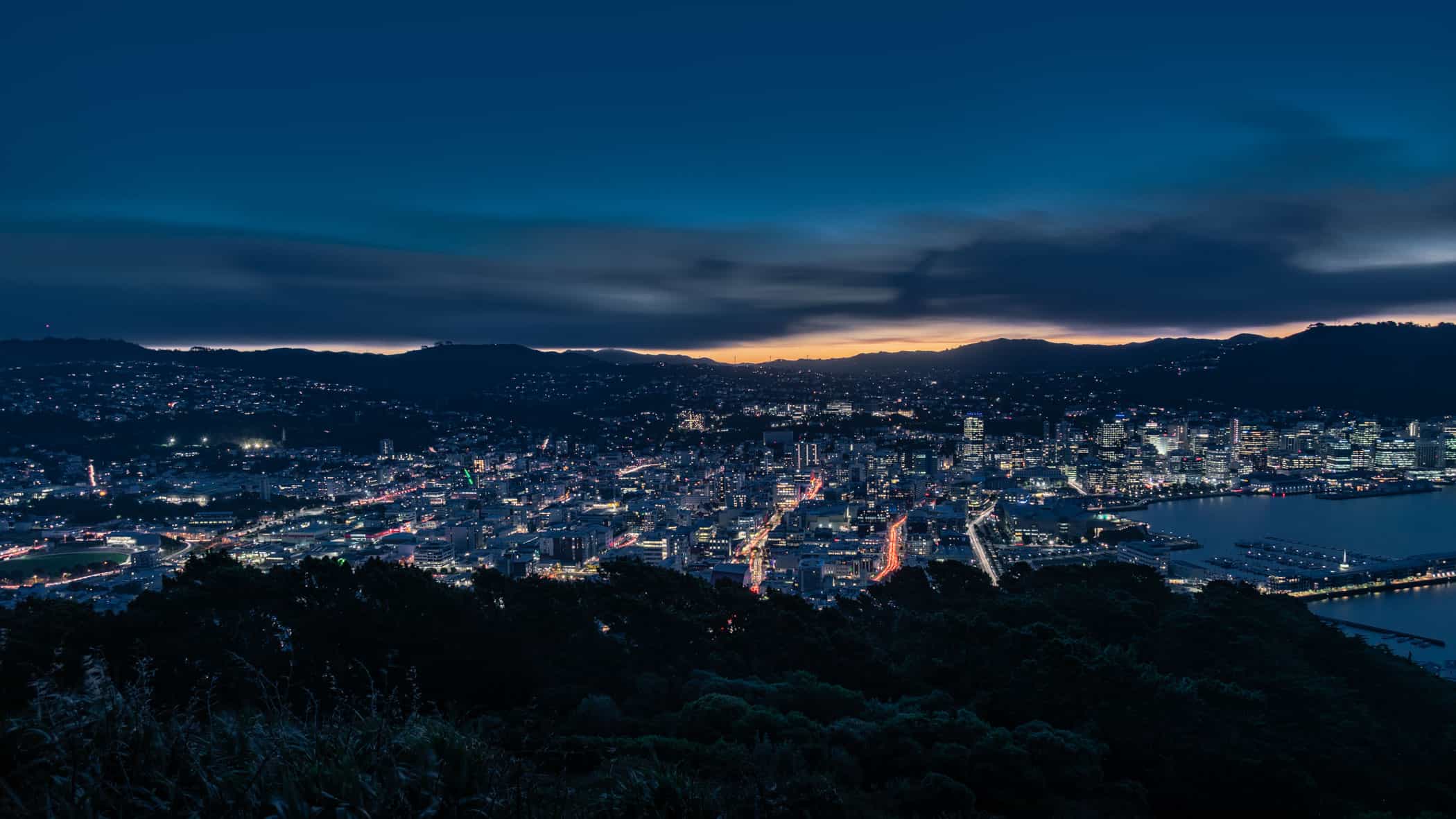 View of Wellington from Mount Victoria Lookout at sunset