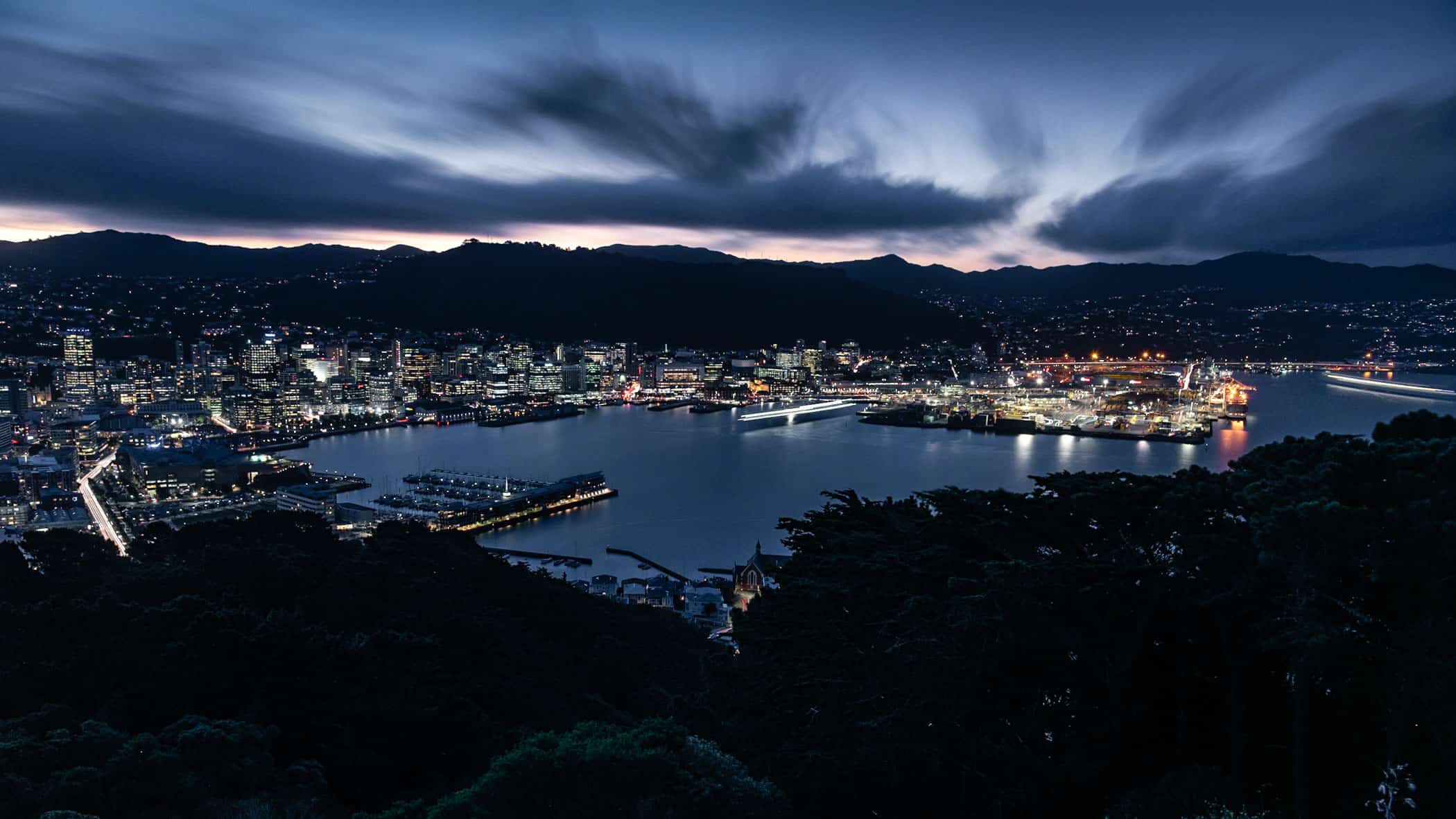 View of Wellington from Mount Victoria Lookout at sunset