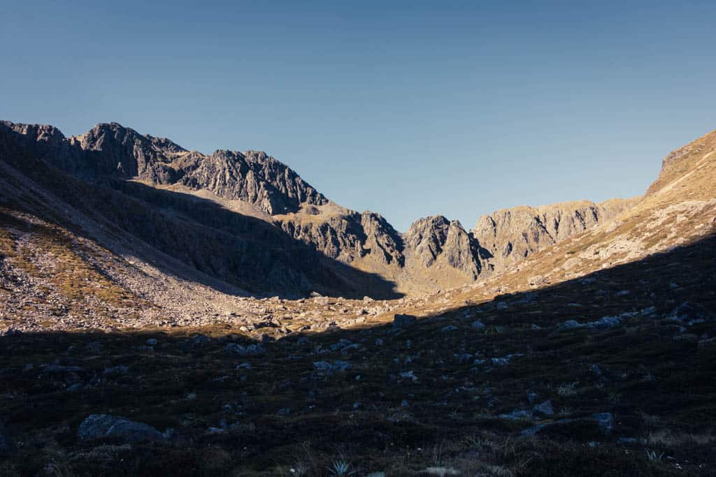 View up to Travers saddle