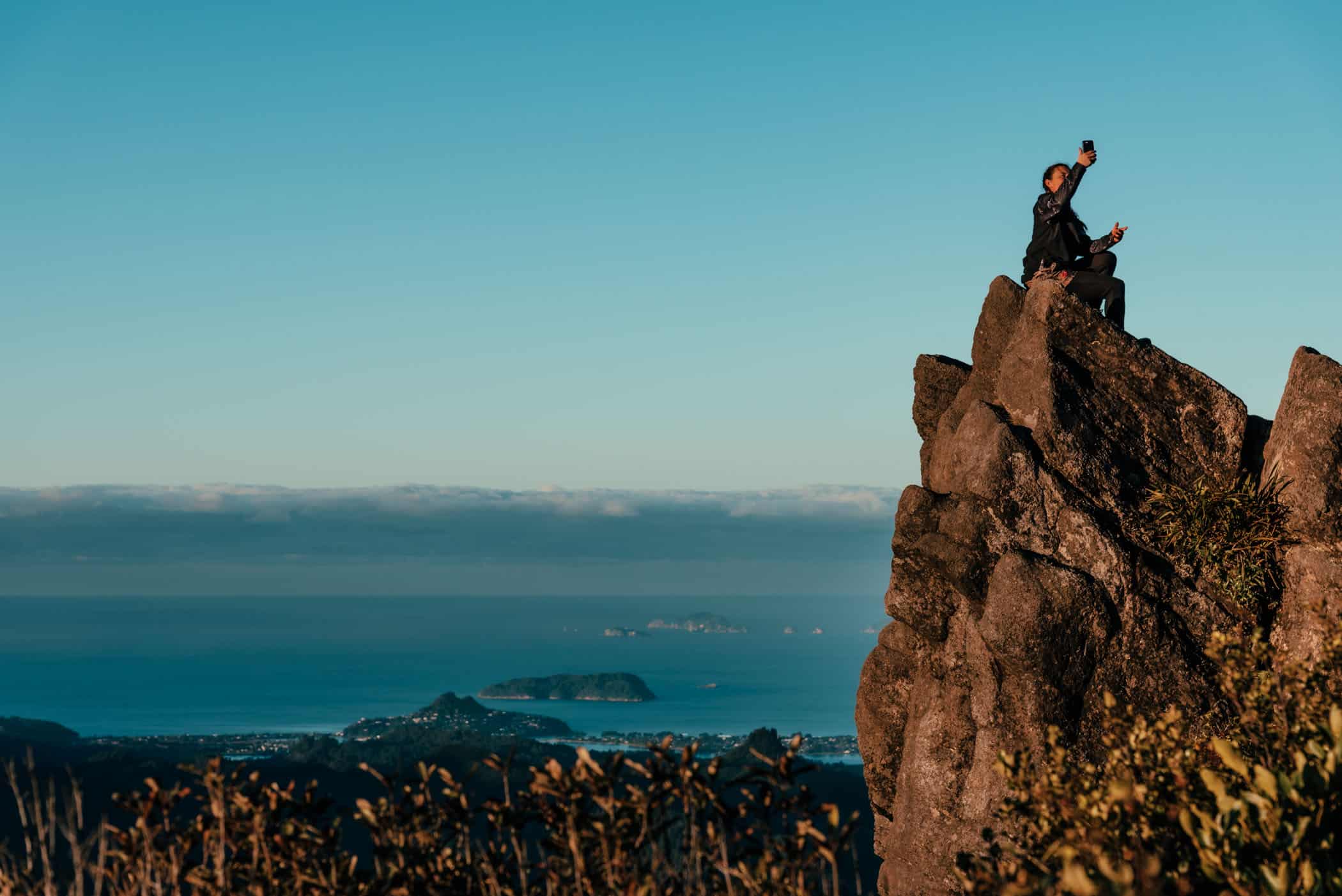 Coromandel Pinnacles in golden light before sunset