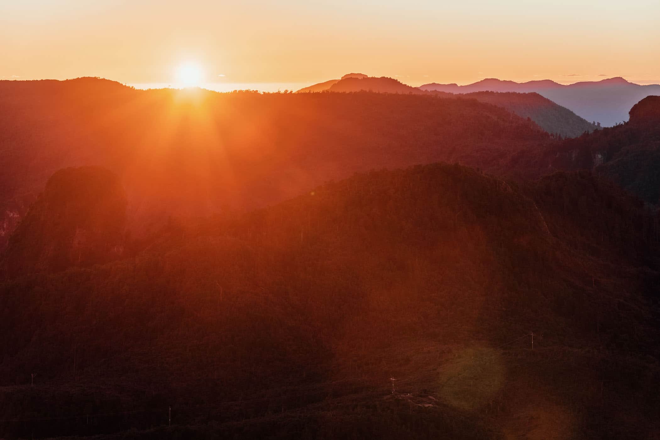 sunset at Coromandel Pinnacles