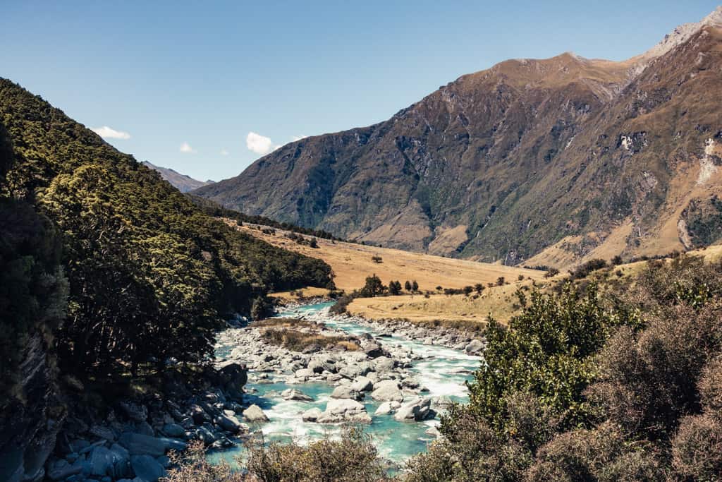Matakutiku River seen from Rob Roy Glacier Track